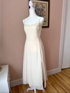 Wilfred Cream Slip Midi Dress with Side Slit